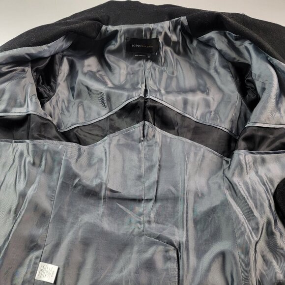 BCBGMAXAZRIA Coat Black Long Sleeve Lined Double Breasted Wool Rayon Acrylic M - Picture 8 of 10